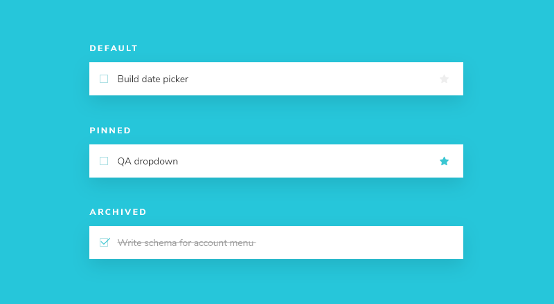 Task component in three states